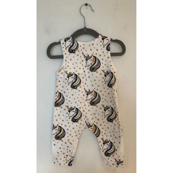 Baby- White & Gold Glitter Unicorn Onesie- 6/9M - Picture 2 of 2